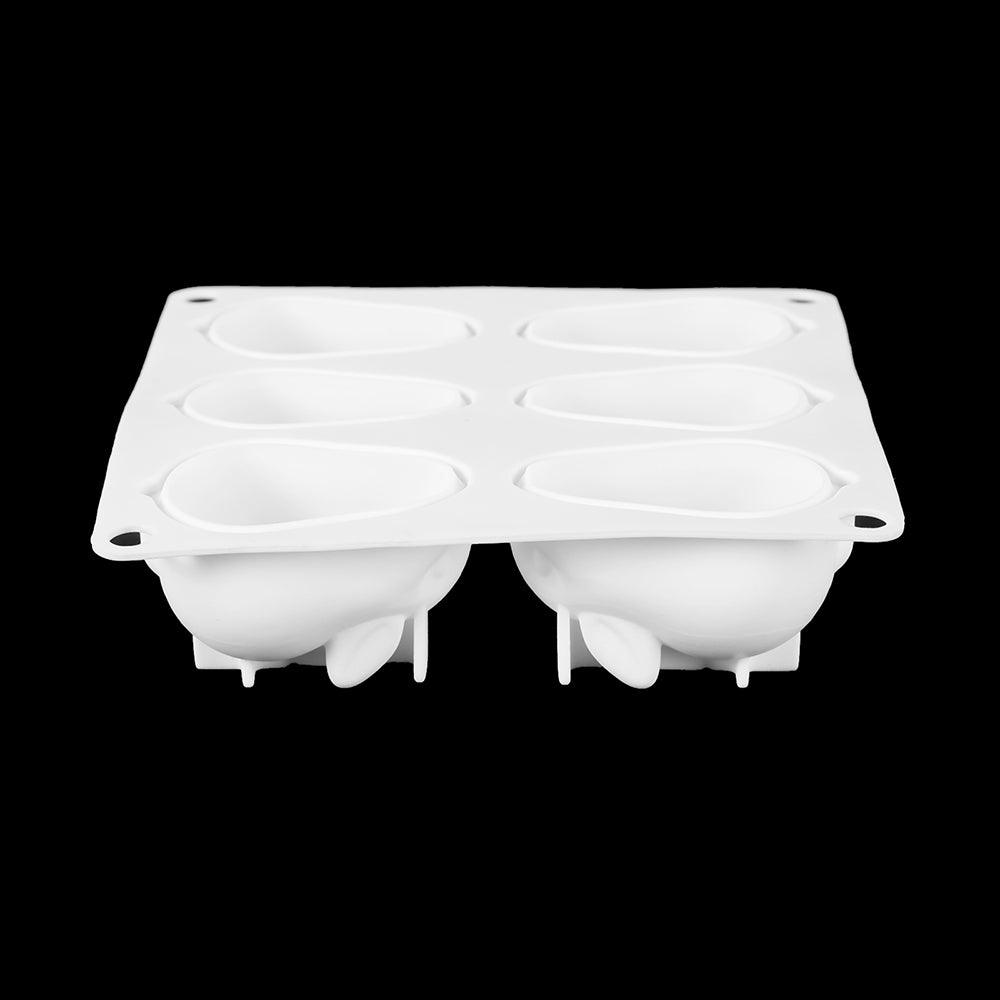 3D Rabbit Shape Silicone Cake Mold - 6-Cavity Bakeware