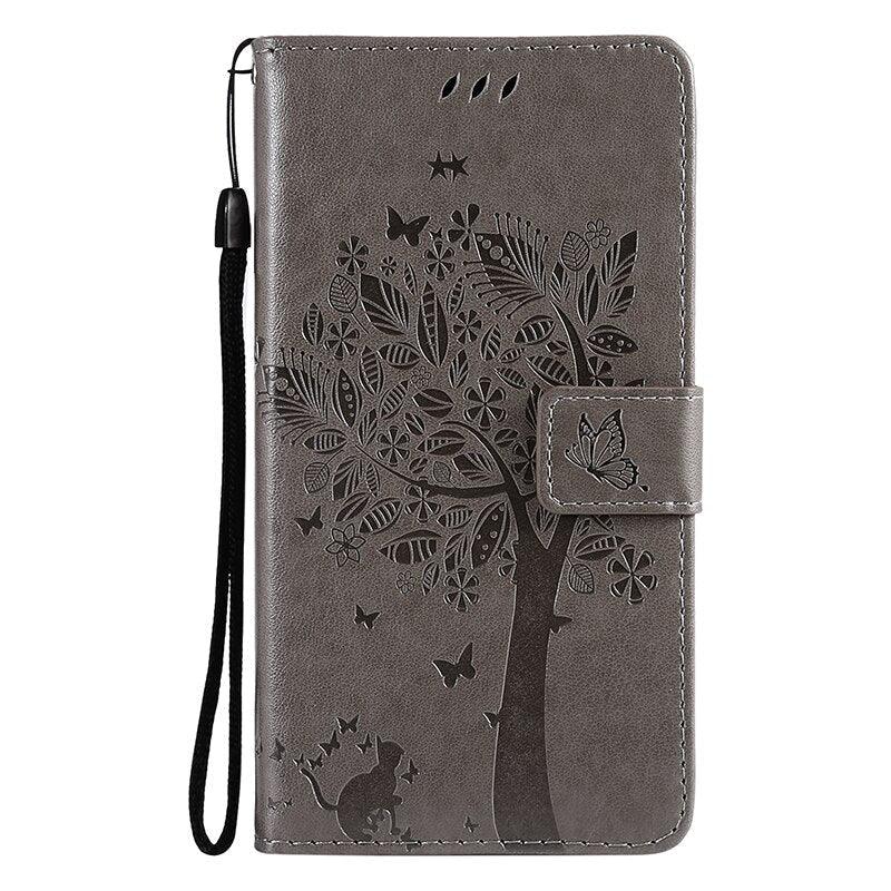 Coque en cuir flip 3D Tree pour iPhone 13/12 Mini