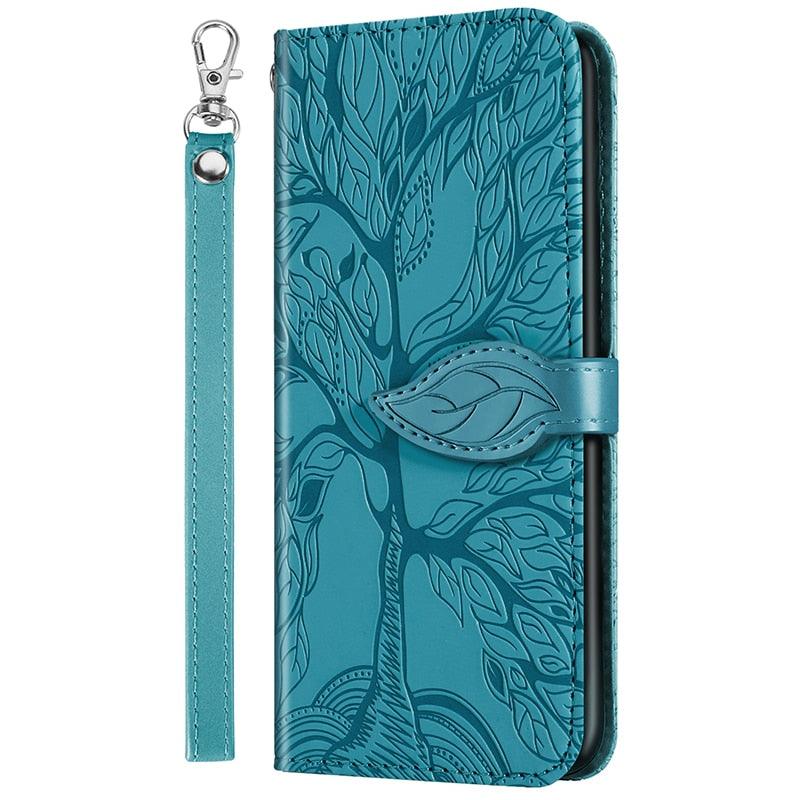Coque en cuir flip 3D Tree pour iPhone 13/12 Mini