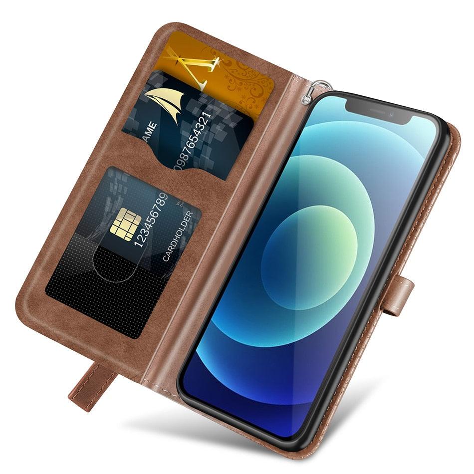 Coque en cuir flip 3D Tree pour iPhone 13/12 Mini