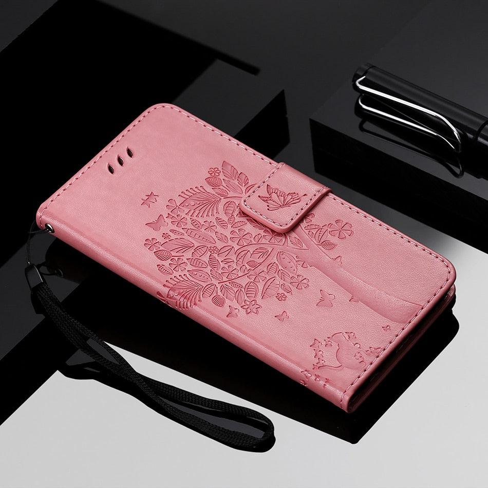 Coque en cuir flip 3D Tree pour iPhone 13/12 Mini