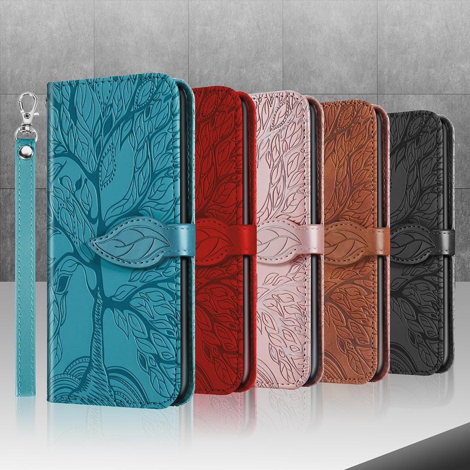 Coque en cuir flip 3D Tree pour iPhone 13/12 Mini