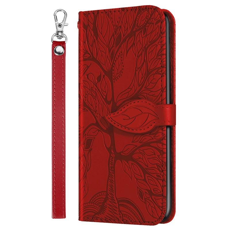 Coque en cuir flip 3D Tree pour iPhone 13/12 Mini