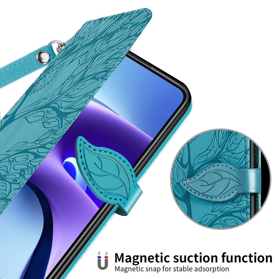 Coque en cuir flip 3D Tree pour iPhone 13/12 Mini