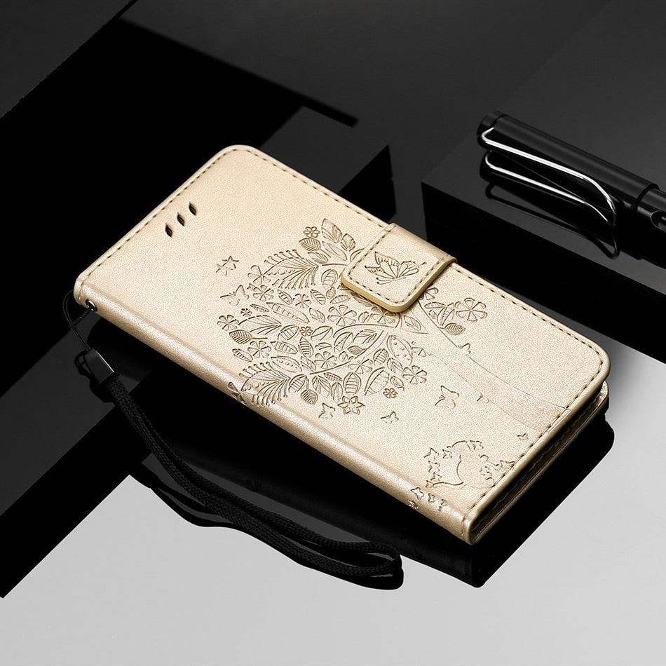 Coque en cuir flip 3D Tree pour iPhone 13/12 Mini
