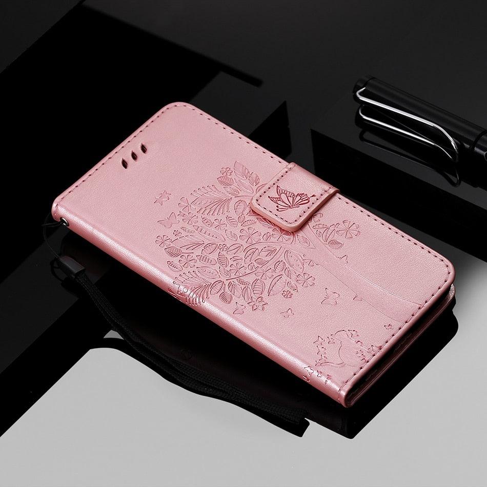 Coque en cuir flip 3D Tree pour iPhone 13/12 Mini
