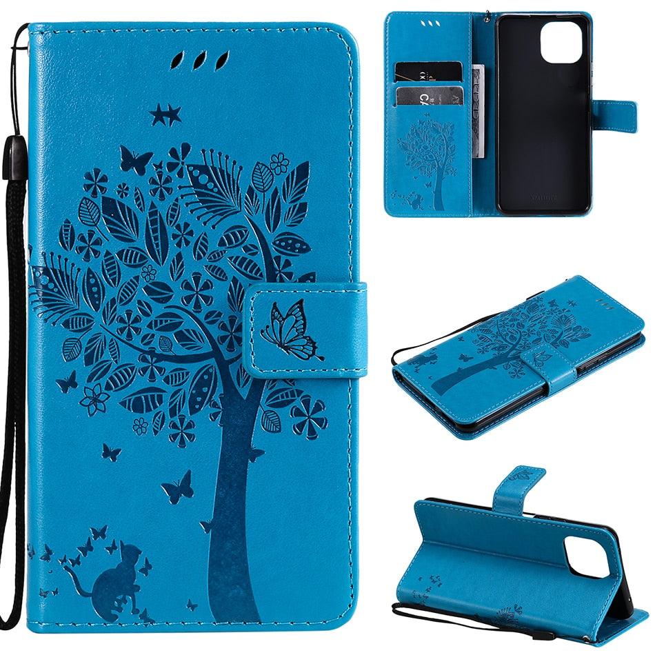Coque en cuir flip 3D Tree pour iPhone 13/12 Mini