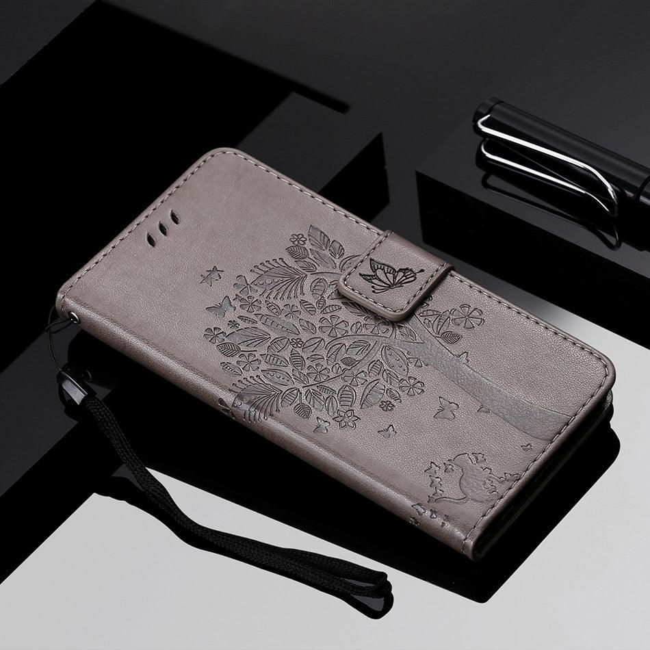 Coque en cuir flip 3D Tree pour iPhone 13/12 Mini
