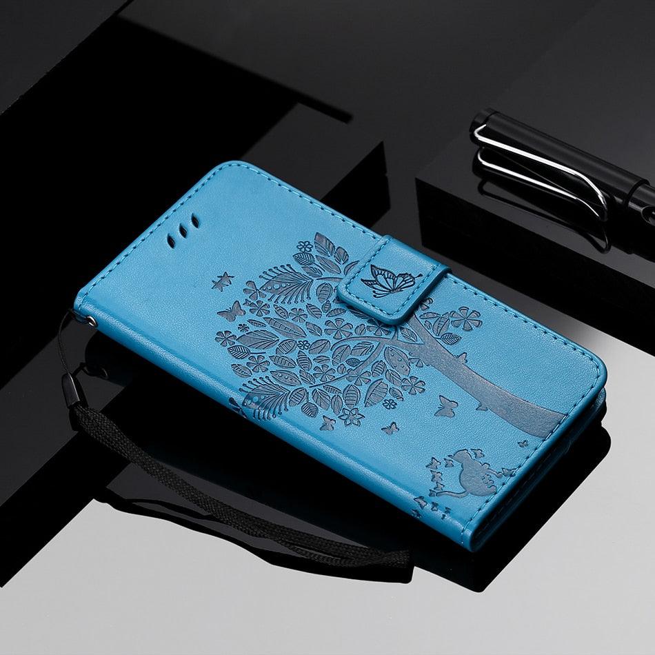 Coque en cuir flip 3D Tree pour iPhone 13/12 Mini