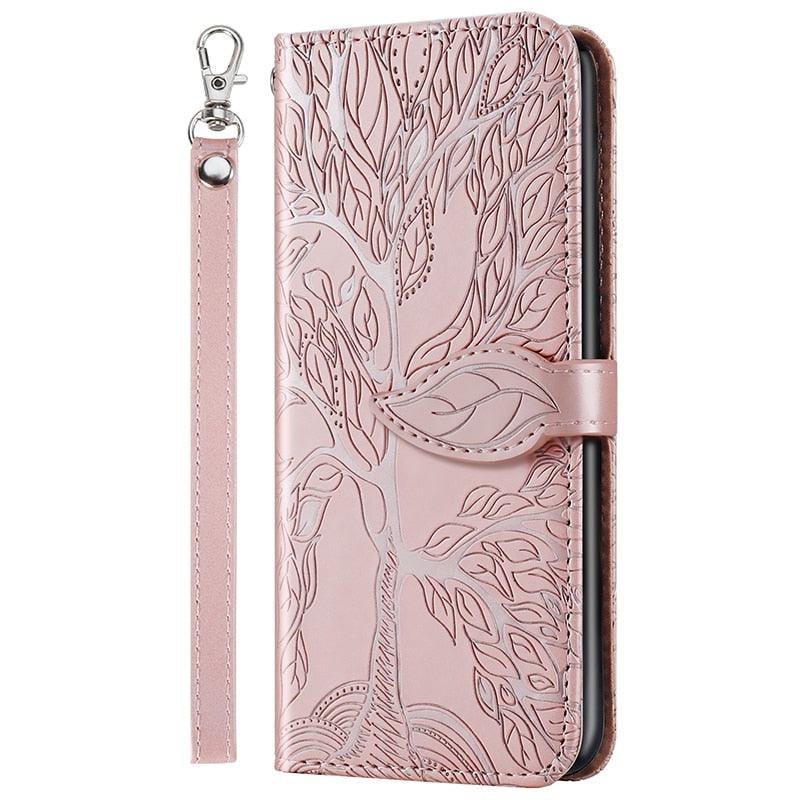 Coque en cuir flip 3D Tree pour iPhone 13/12 Mini
