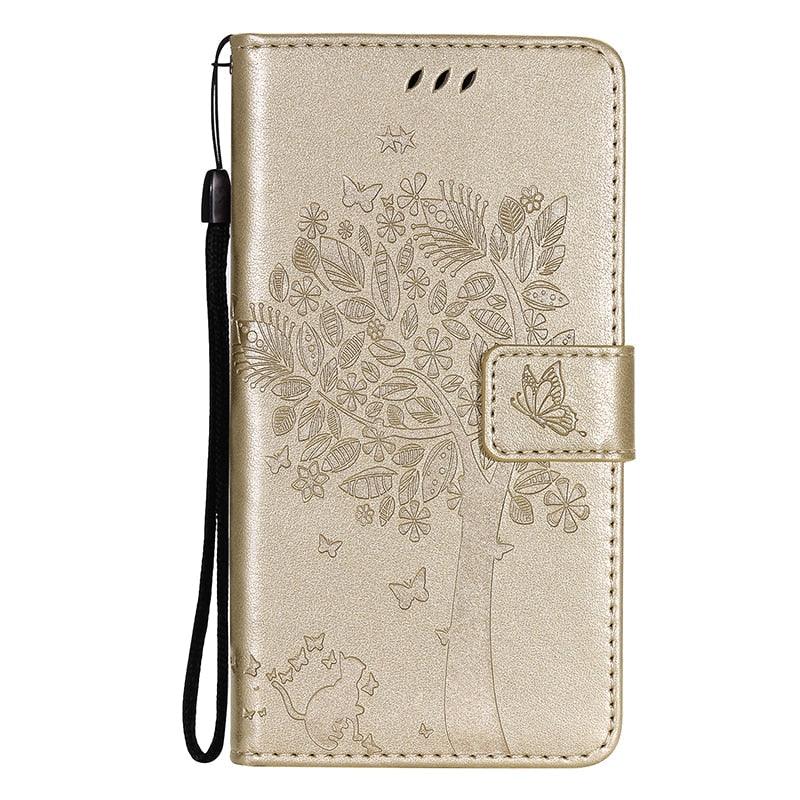 Coque en cuir flip 3D Tree pour iPhone 13/12 Mini