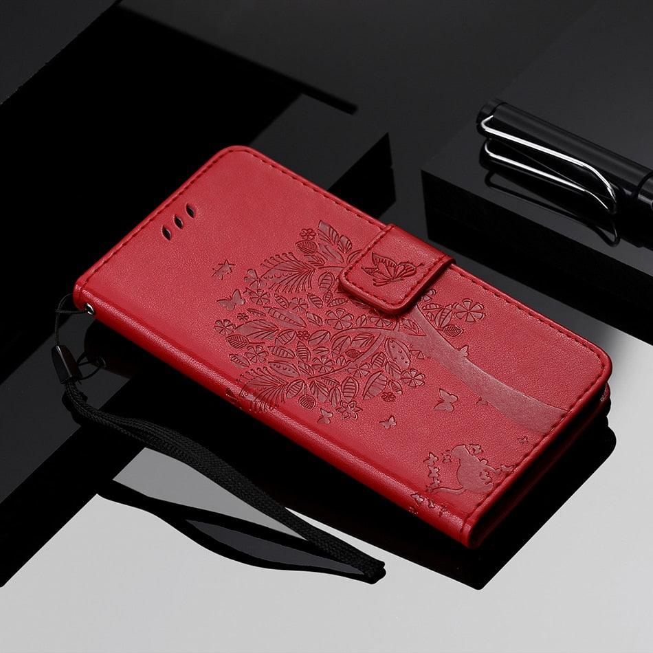 Coque en cuir flip 3D Tree pour iPhone 13/12 Mini