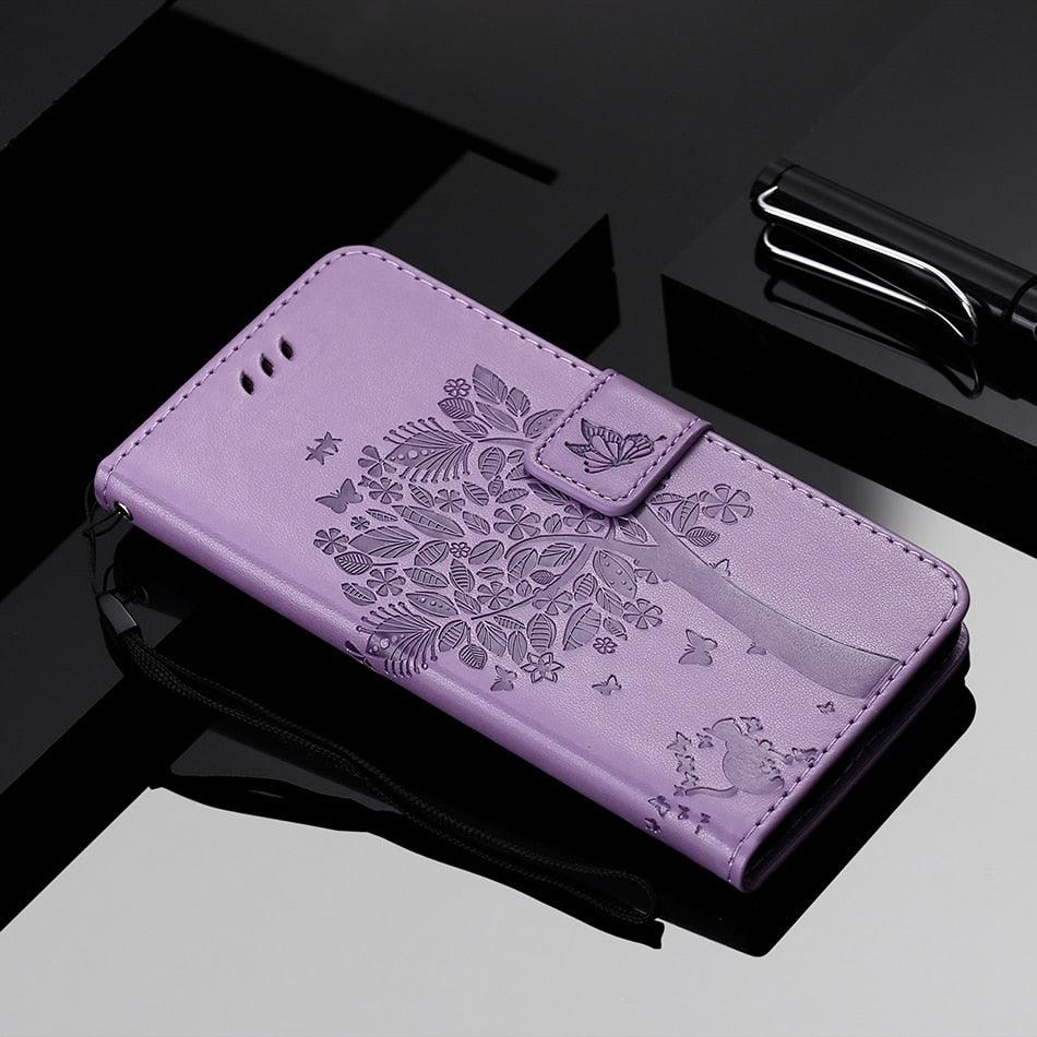 Coque en cuir flip 3D Tree pour iPhone 13/12 Mini