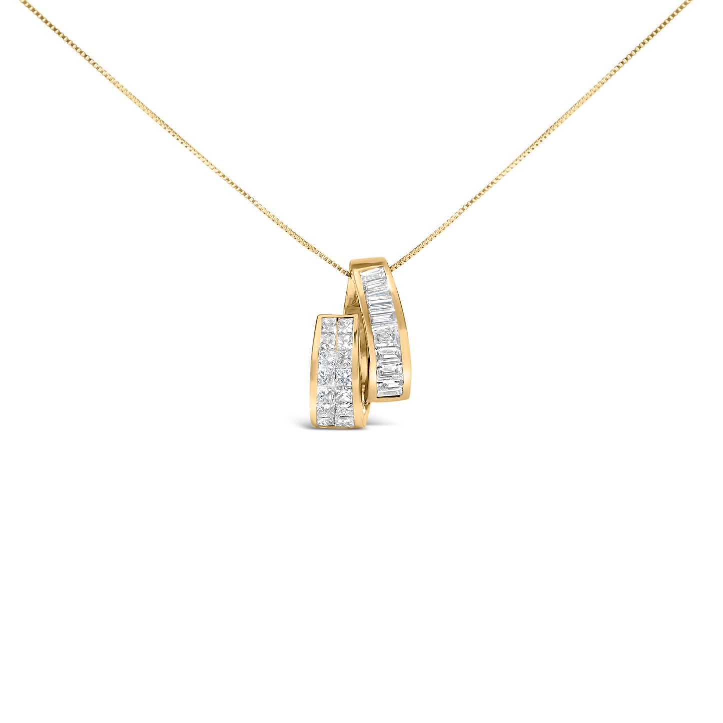 Collar de Colgante de Dúo de Barra de Diamantes en Oro Amarillo de 14K - 1 5/8 Cttw