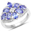 Bague en argent sterling avec tanzanite véritable de 2,27 carats et zircon blanc