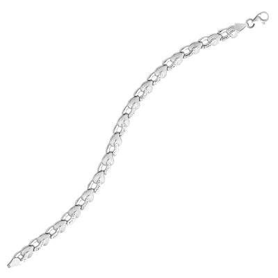 Bracelet en or blanc 14k en forme de cœur texturé