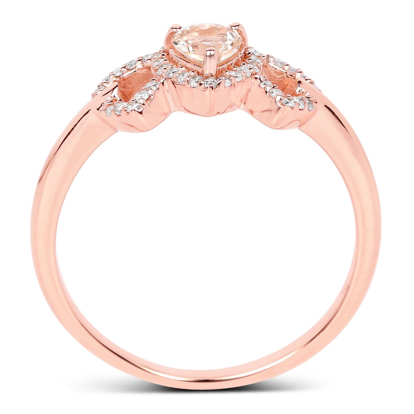 0.37 Carat Morganite and Diamond 14K Rose Gold Engagement Ring
