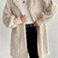 Beige Long Sleeve Fuzzy Hooded Jacket - Cozy Outerwear