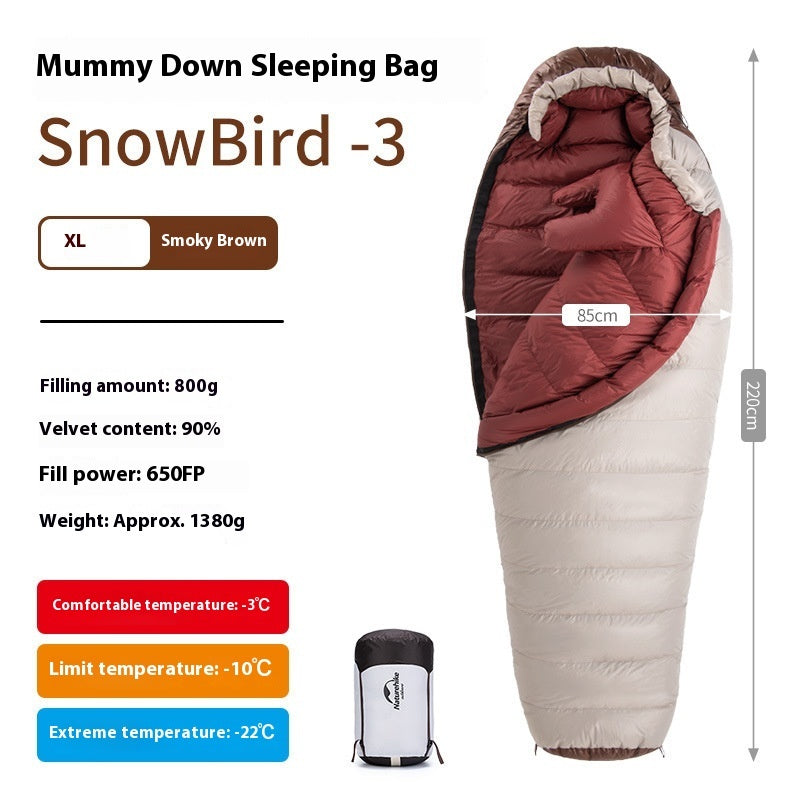 Sac de couchage momie en duvet d'oie premium pour un confort en plein air