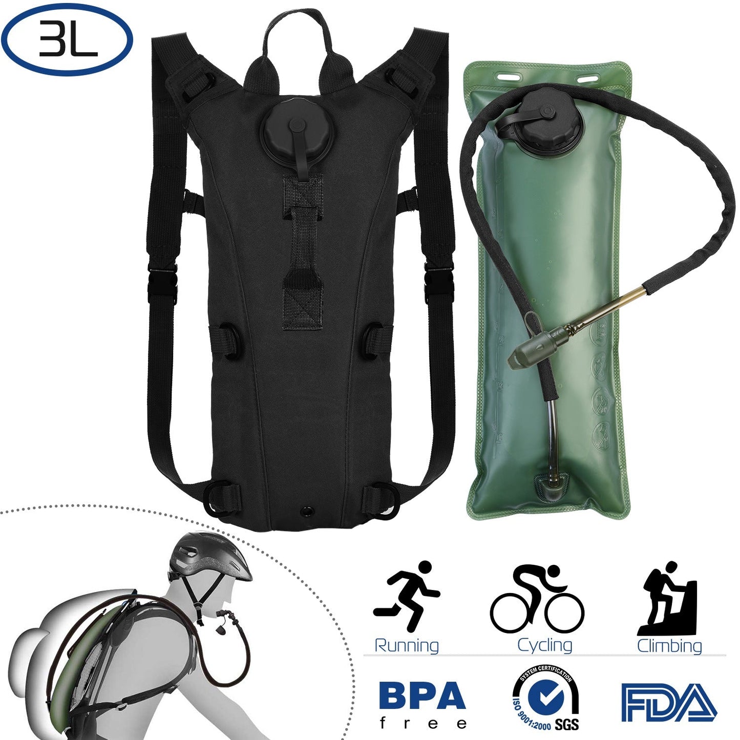 iMounTEK Tactical Hydration Pack with 3L Water Bladder