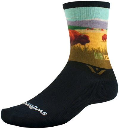 Swiftwick Vision Impression National Park Crew Socks - Yellowstone Bison