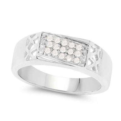 Anillo de Compromiso de Diamante Blanco Genuino de 0.23 Quilates en Plata de Ley