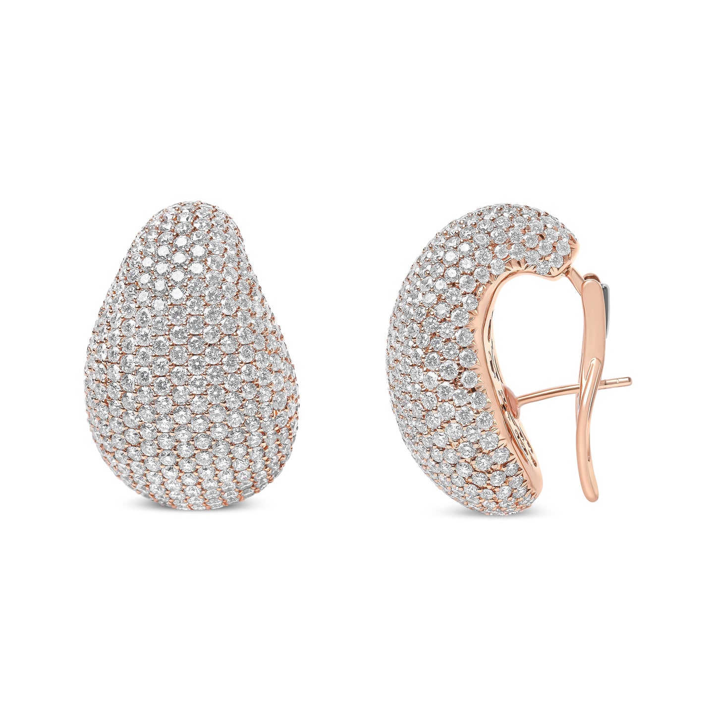 Boucles d'oreilles sculpturales en diamant micro-pavé en or rose 18K