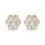 Pendientes de Stud de Diamante en Clúster Floral de Oro Amarillo de 14K