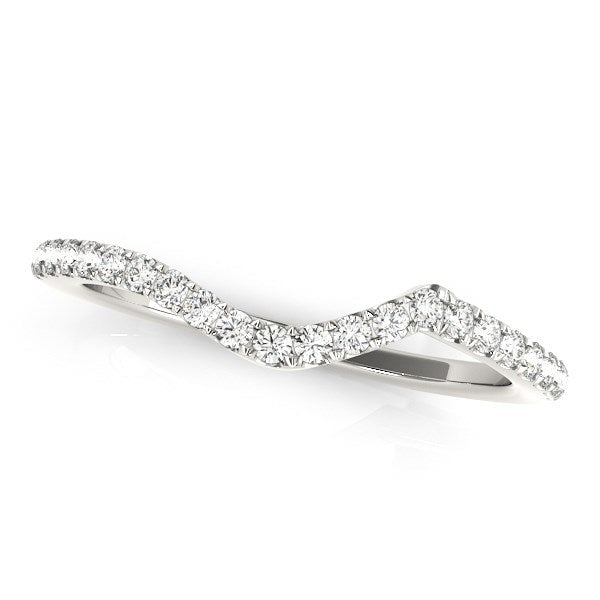 Anillo de boda de diamantes curvado moderno de oro blanco de 14k
