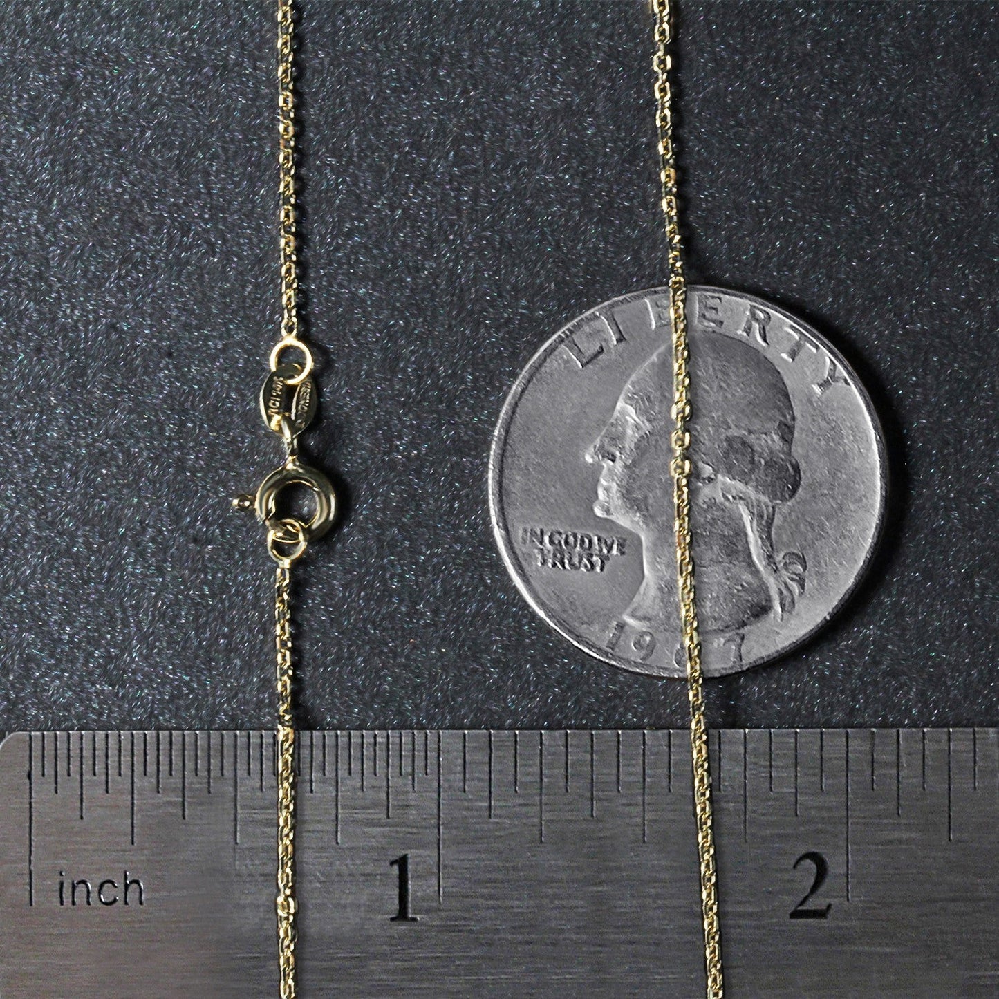 Chaîne en Or Jaune 14k avec Maillons Découpés en Diamant - 1,1 mm