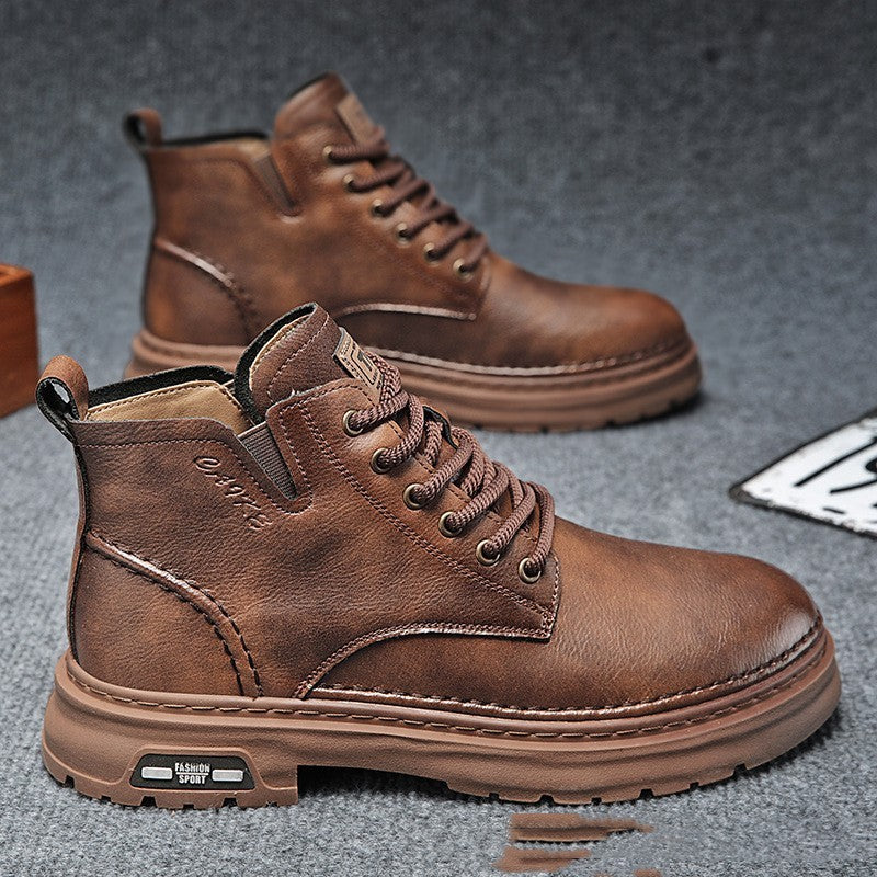 Bottes Martin : Chaussures décontractées mi-hautes à semelle épaisse