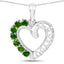Colgante de Corazón de Cromo Diopside Baño de Oro Blanco de 14K