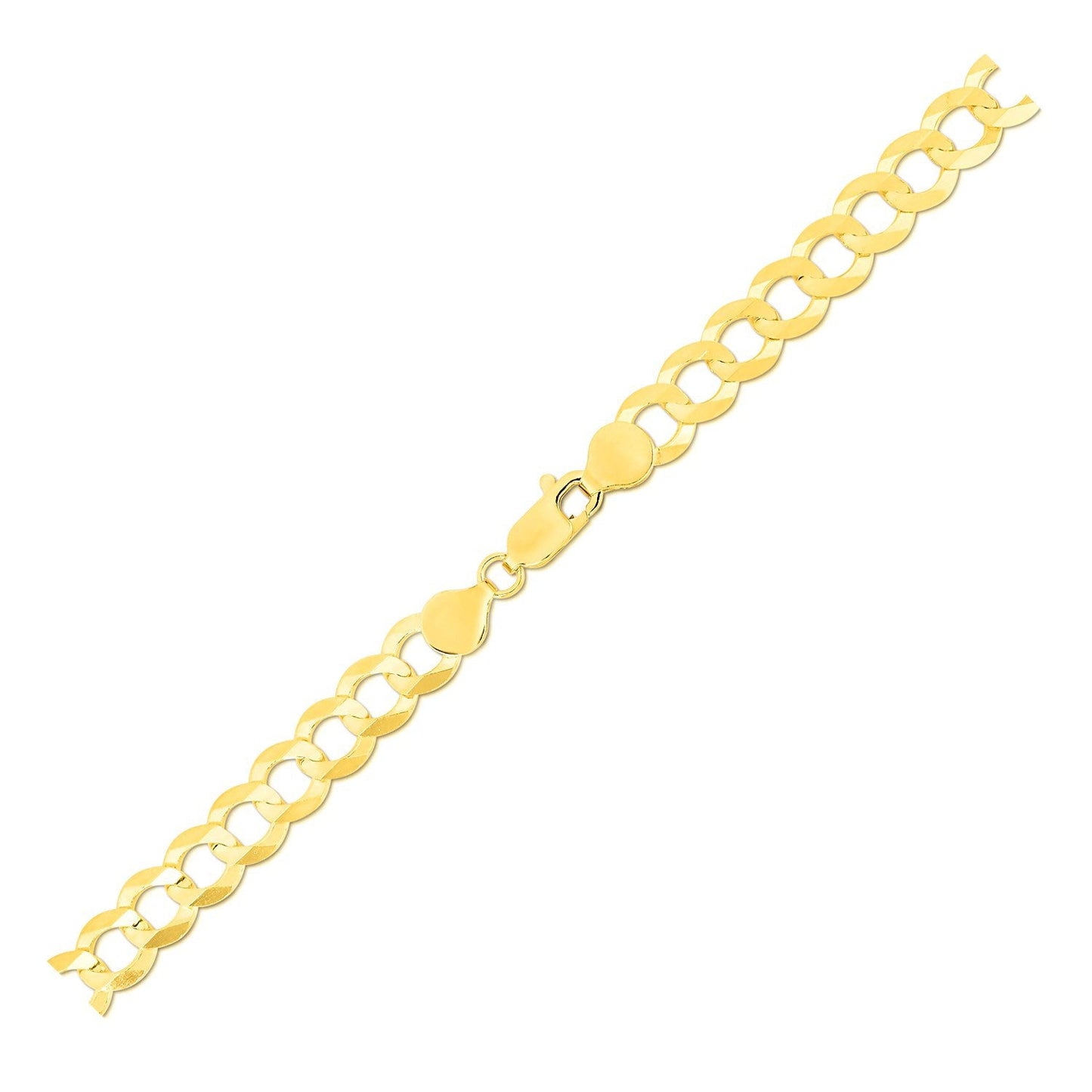 Pulsera de eslabones sólida de oro amarillo de 14k - 7.0mm de ancho