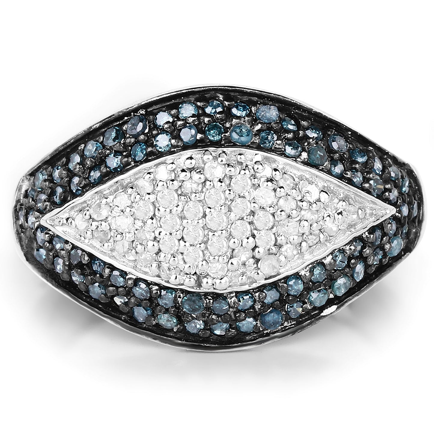 0.50 Carat Blue and White Diamond Sterling Silver Engagement Ring
