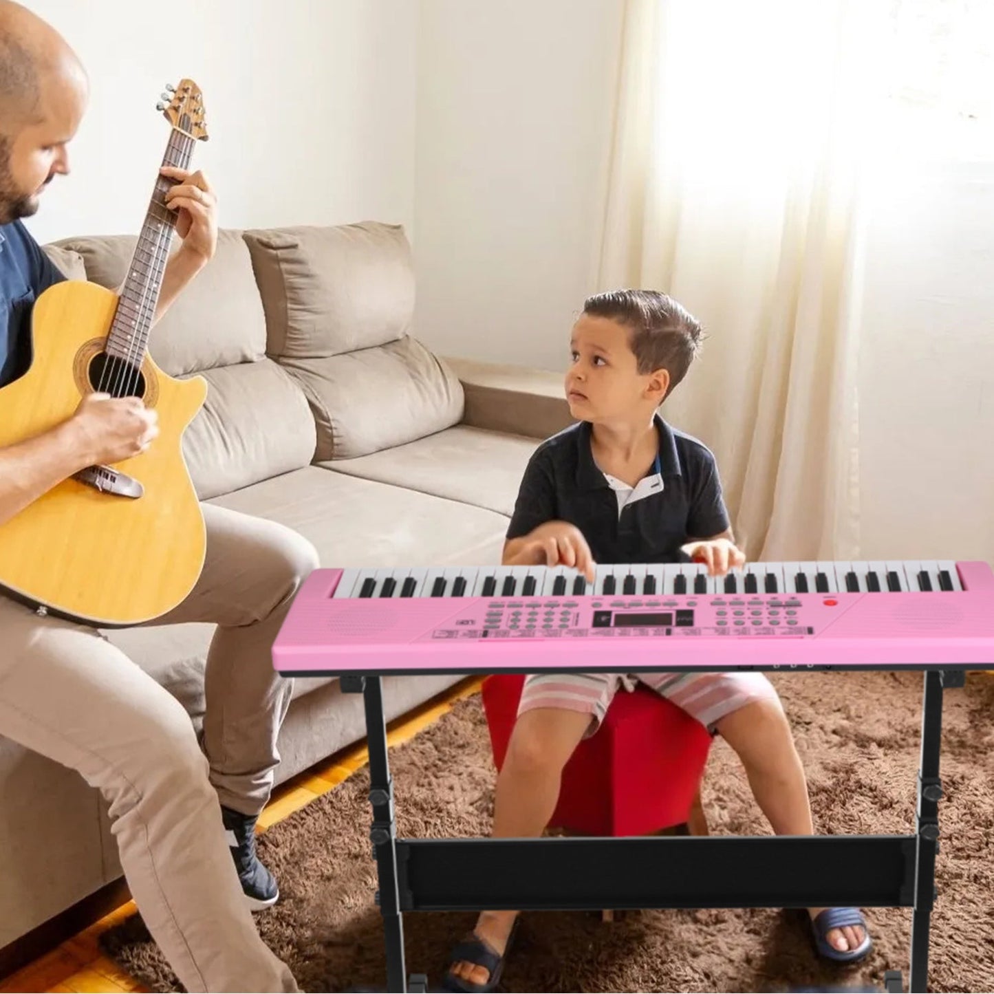 61-Key Digital Music Keyboard for Kids with Microphone Stand