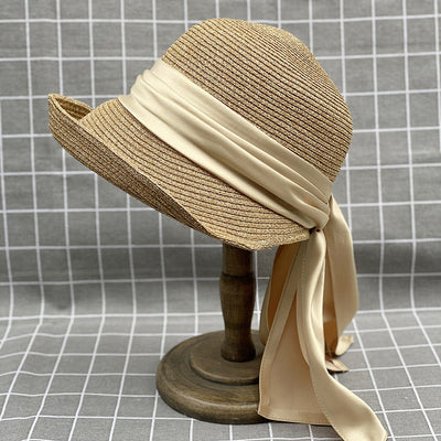 Japanese Style Satin Ribbon Bucket Hat for Summer