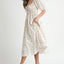 Floral Drawstring Detail Puff Sleeve Midi Dress