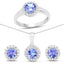 Ensemble de bijoux en tanzanite véritable de 3,77 carats et topaze blanche