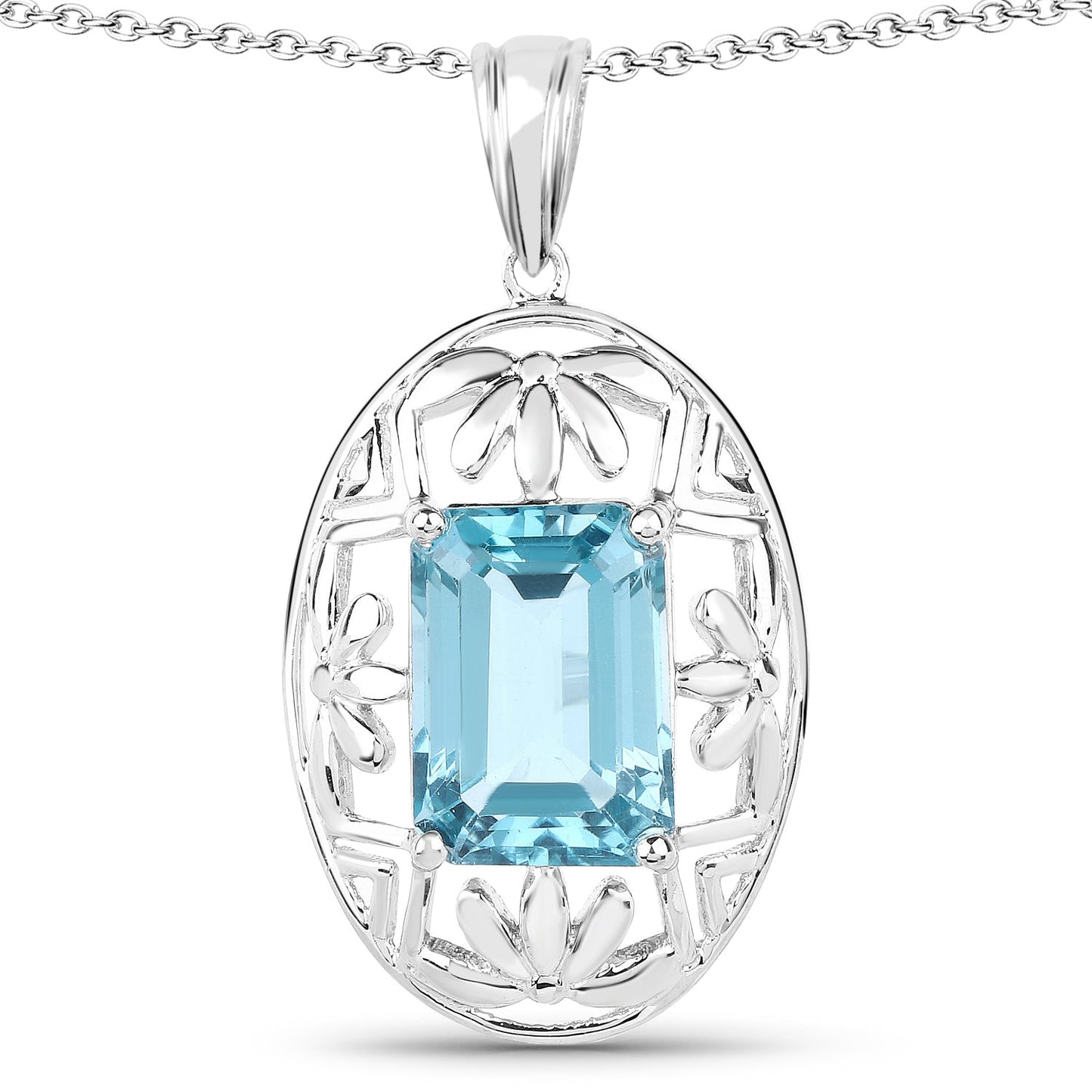 9.60 Carat Genuine Green Topaz Sterling Silver Pendant