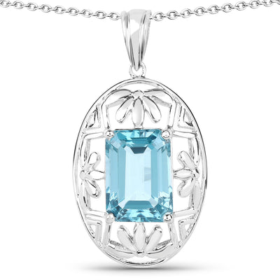 9.60 Carat Genuine Green Topaz Sterling Silver Pendant