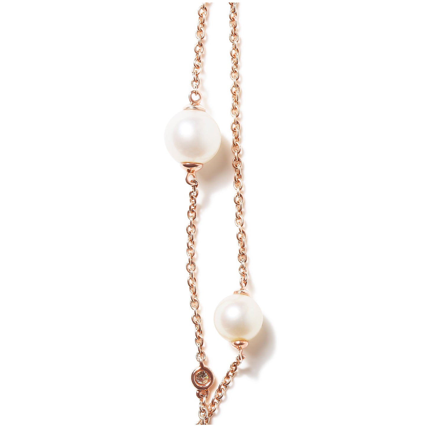Collier en perles d'eau douce et diamants à double rang en or rose 18K
