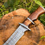 Premium 14-Inch Handcrafted Damascus Steel Bowie Knife | Rosewood Handle & Leather Sheath | KBS Knives - Korvel