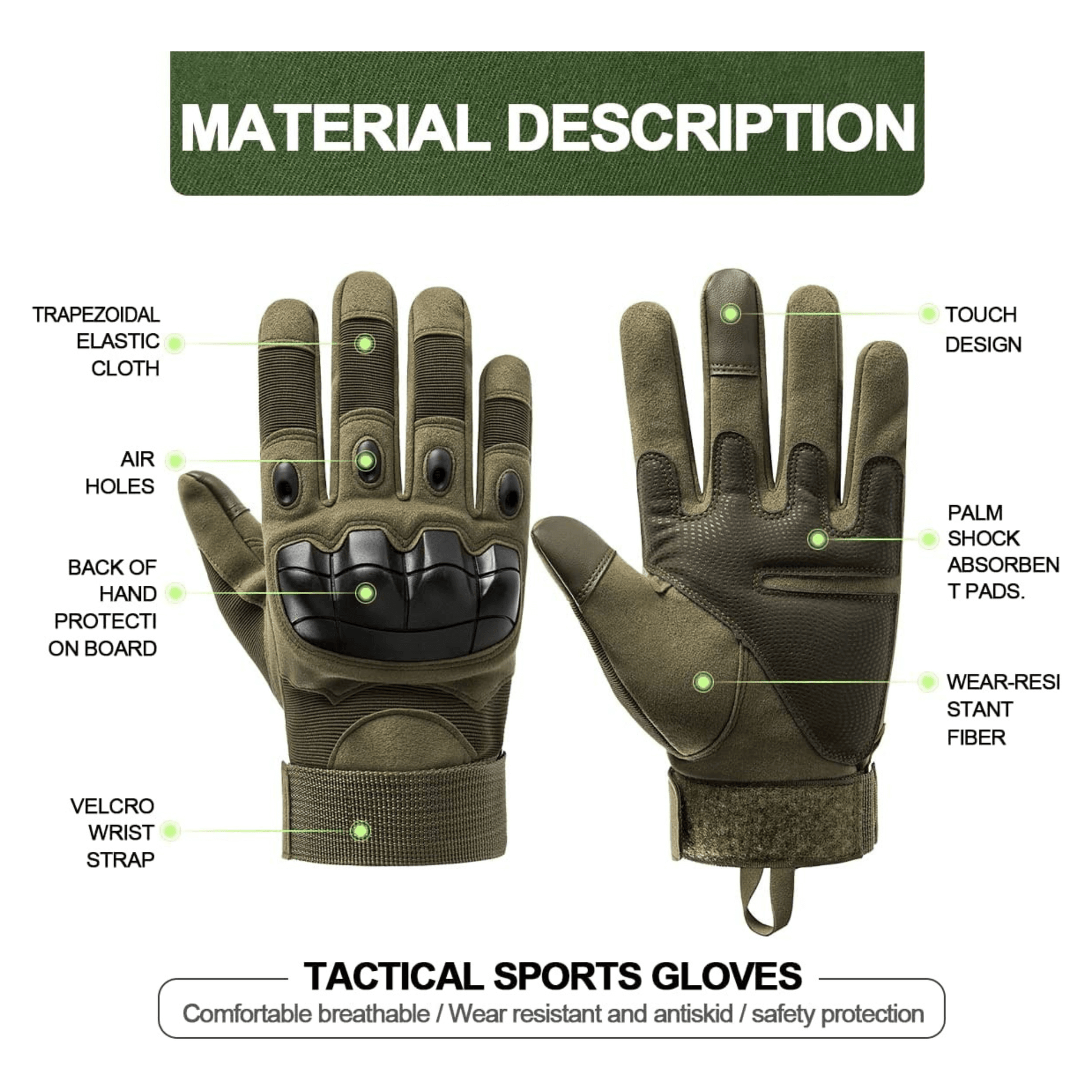 Tactical Military Airsoft Gloves for Outdoor Sports, Paintball, and Motorcycling with Touchscreen Fingertip Capability - Korvel
