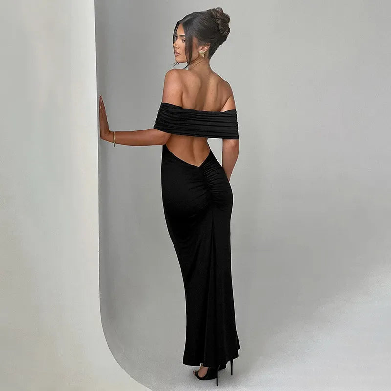 Robe élégante sans dos et épaules dénudées pour femmes