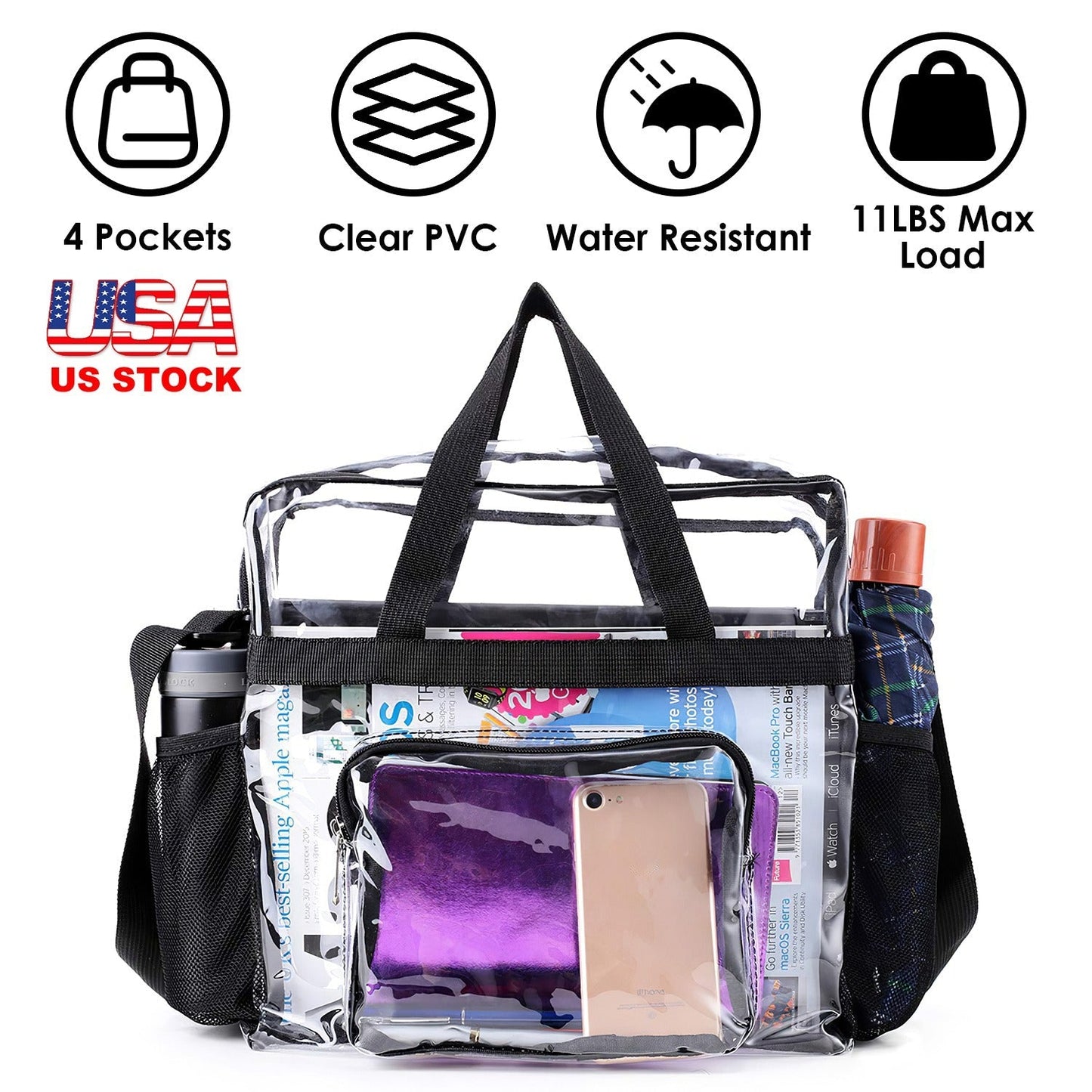 LJG Clear Crossbody Bag - Stadium Approved Transparent Tote