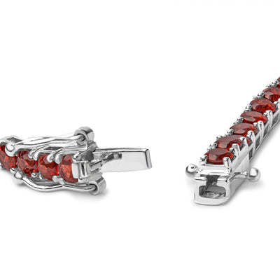 Bracelet de tennis en argent sterling .925 avec grenats orange créés - 7,25"