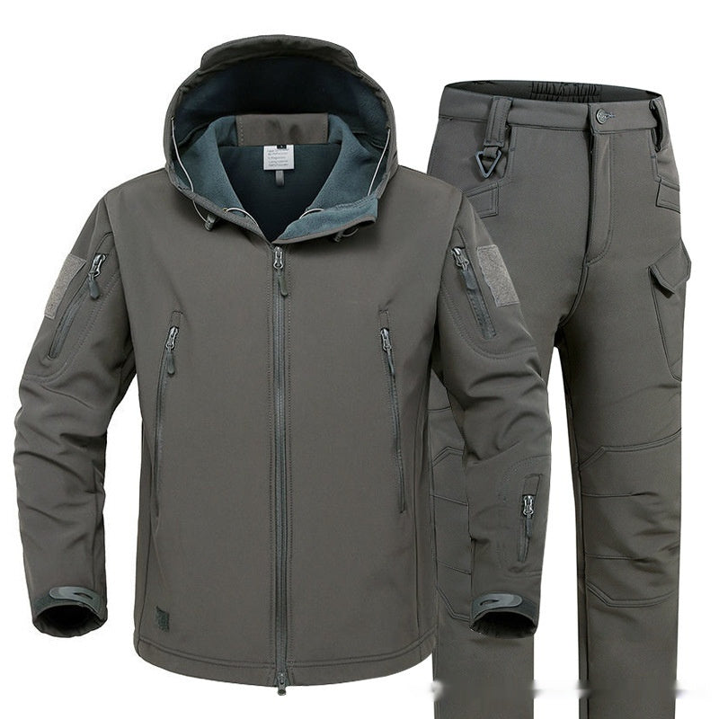 Veste en Soft Shell Coupe-Vent Imperméable Doublée en Fleece pour Hommes