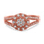 Bague cocktail en argent sterling plaqué or rose 14K avec halo de diamants pavés - Taille 6