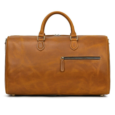 Retro Crazy Horse Leather Travel Bag - Large Capacity