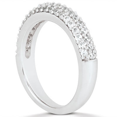 14k White Gold Triple Row Micro-Pave Diamond Wedding Band